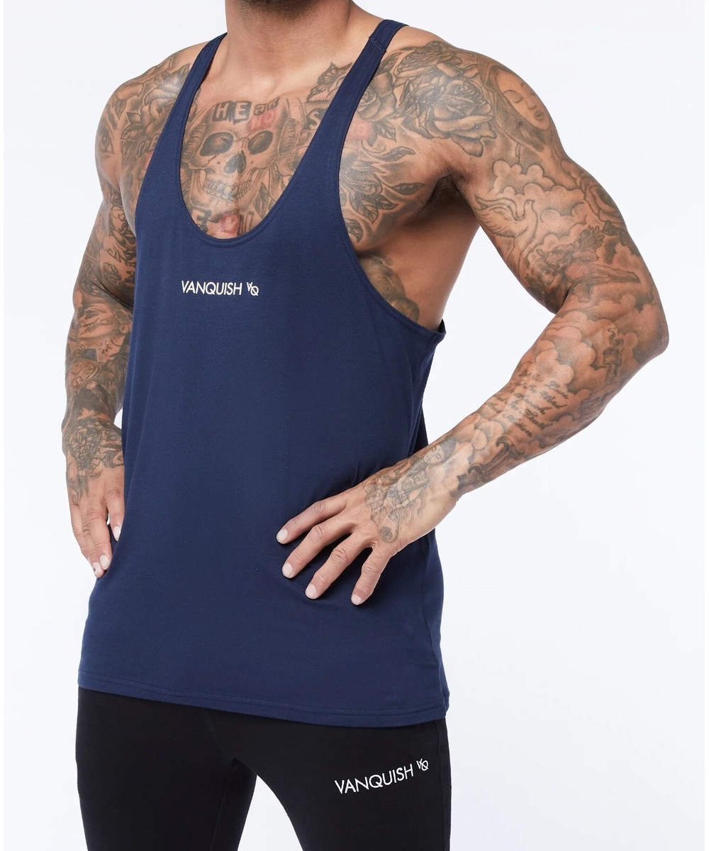 VANQUISH  TRIUMPH NAVY LONGLINE TANK- Large